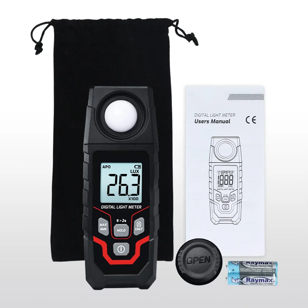 Bluetooth Digital Lux Meter w/ App 200000 Lux Handheld Light Meter Foot Candle Illuminance Tester for Plants & Photo - view 3
