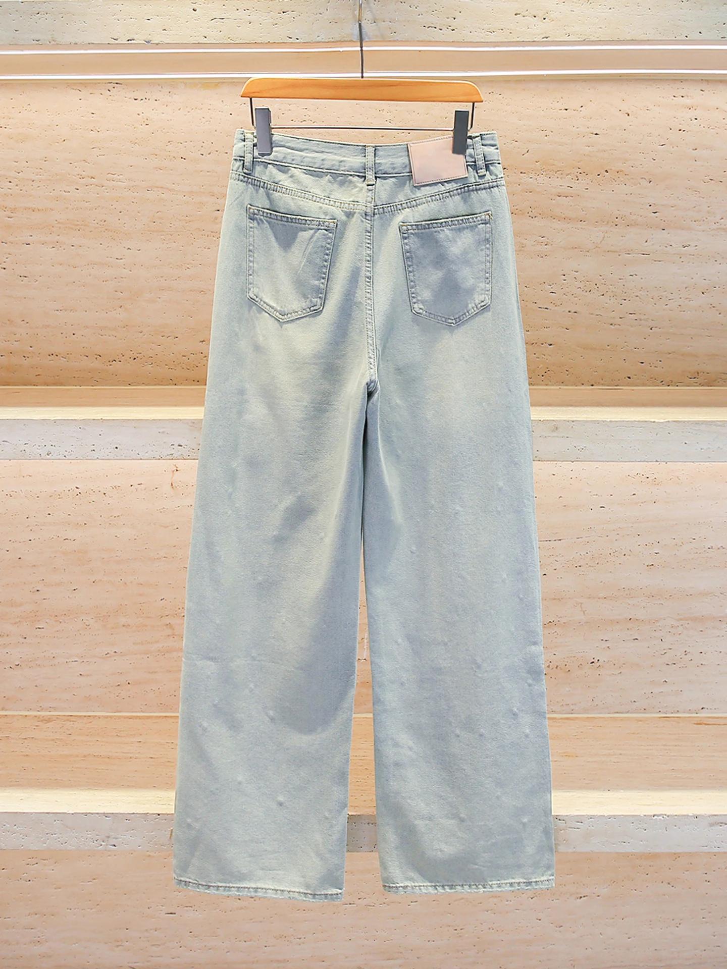 

Прямые джинсовые брюки с высокой талией и узлом, элитные женские модные повседневные однотонные четырехсезонные микроэластичные брюки