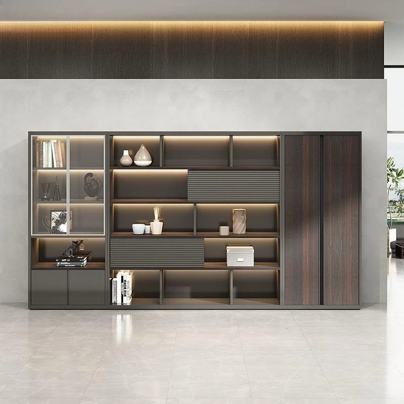 

Легкая роскошная офисная мебель: деревянный стеллаж для хранения, шкаф для документов, многоуровневый.