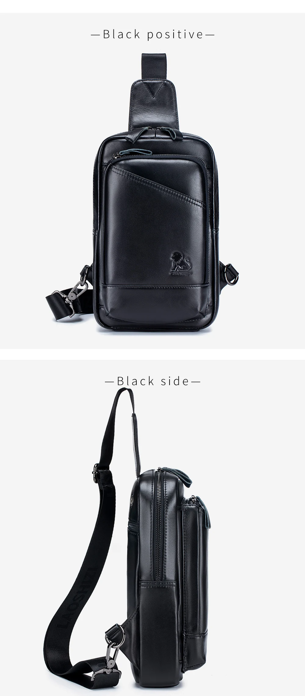 Steel Lion Herren-Brusttasche aus echtem Leder, großes Fassungsvermögen, vorne, Kartensteckplatz, Stifthalter, Tablet-Hülle, einzelne Schulter-Crossbody-Tasche – Detail 12