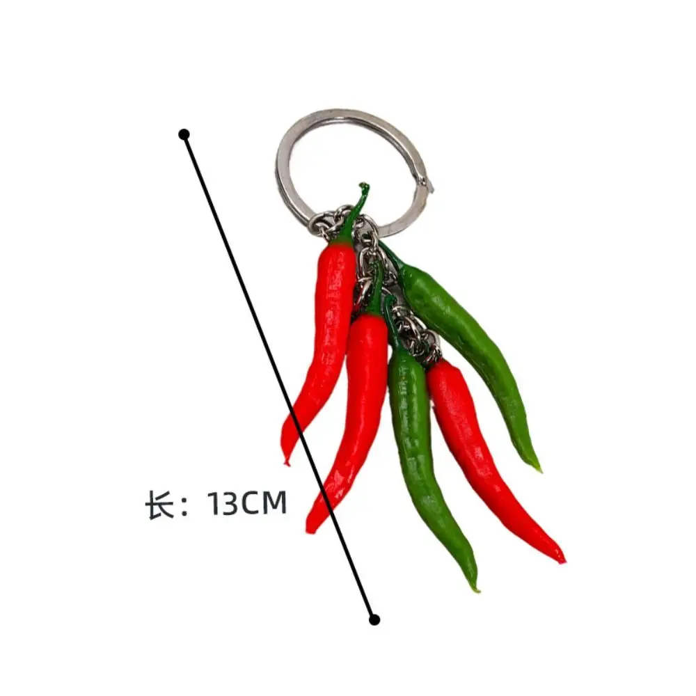 1PC Creative Chili Garlic Food Pendant Keychains Key Ring Women Men Red Color Simulation Vegetable Bag Jewelry Accessories