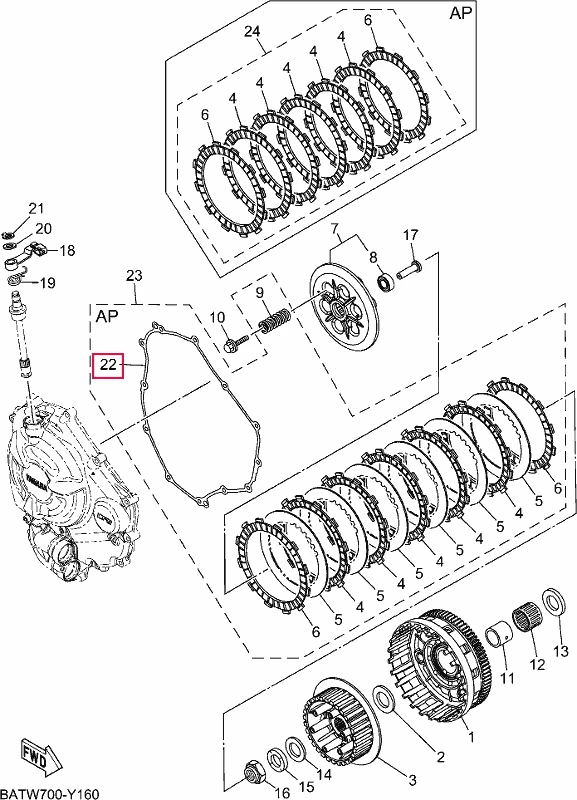 Motorcycle Engine Crankcase Gasket for Yamaha FZ07 15-17 TENERE 700 XTZ7 21-23 YZF-R7 22-23 1WS-15461-00-00