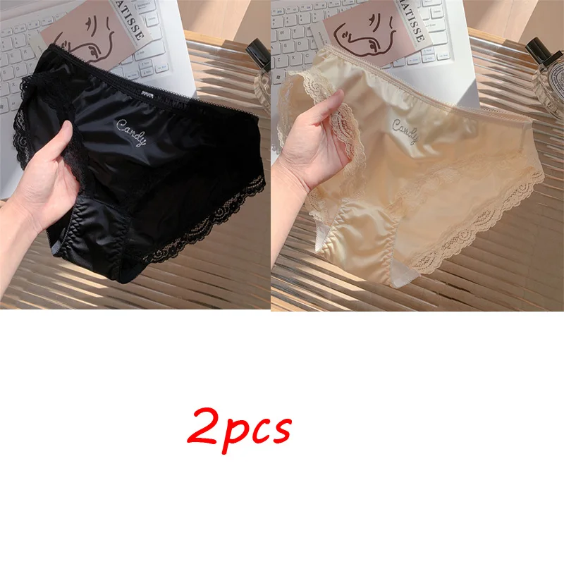 New Satin Lace Women Panties French Style Underwear Women Summer Thin Underpants Low Waist Buttocks Lifting Ladies Briefs image 6