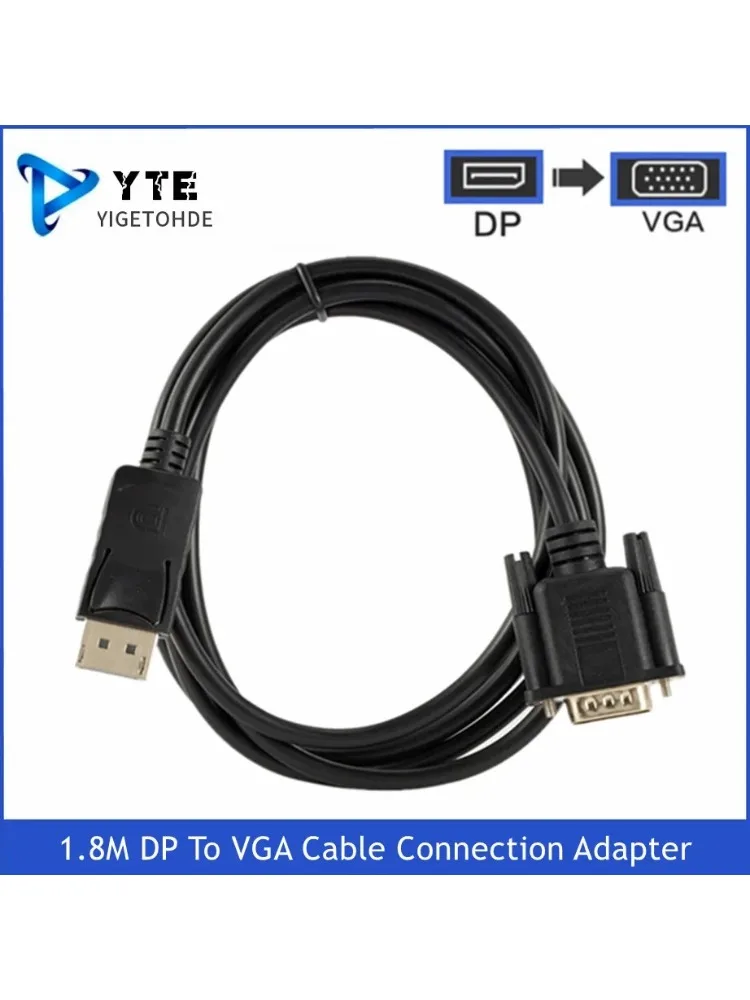 YIGETOHDE 1.8M Kabel DisplayPort DP do VGA męski do męskiego Display Port Vga Adapter połączenia 1080P do HDTV PC Laptop Projektor — zdjęcie produktu 7