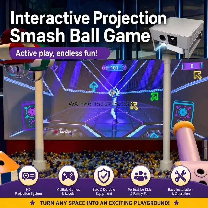 Wmwmnu Custom Digital Interactive Ball Throw Projection Game System Smash Hitting Target Wall for Play Centers