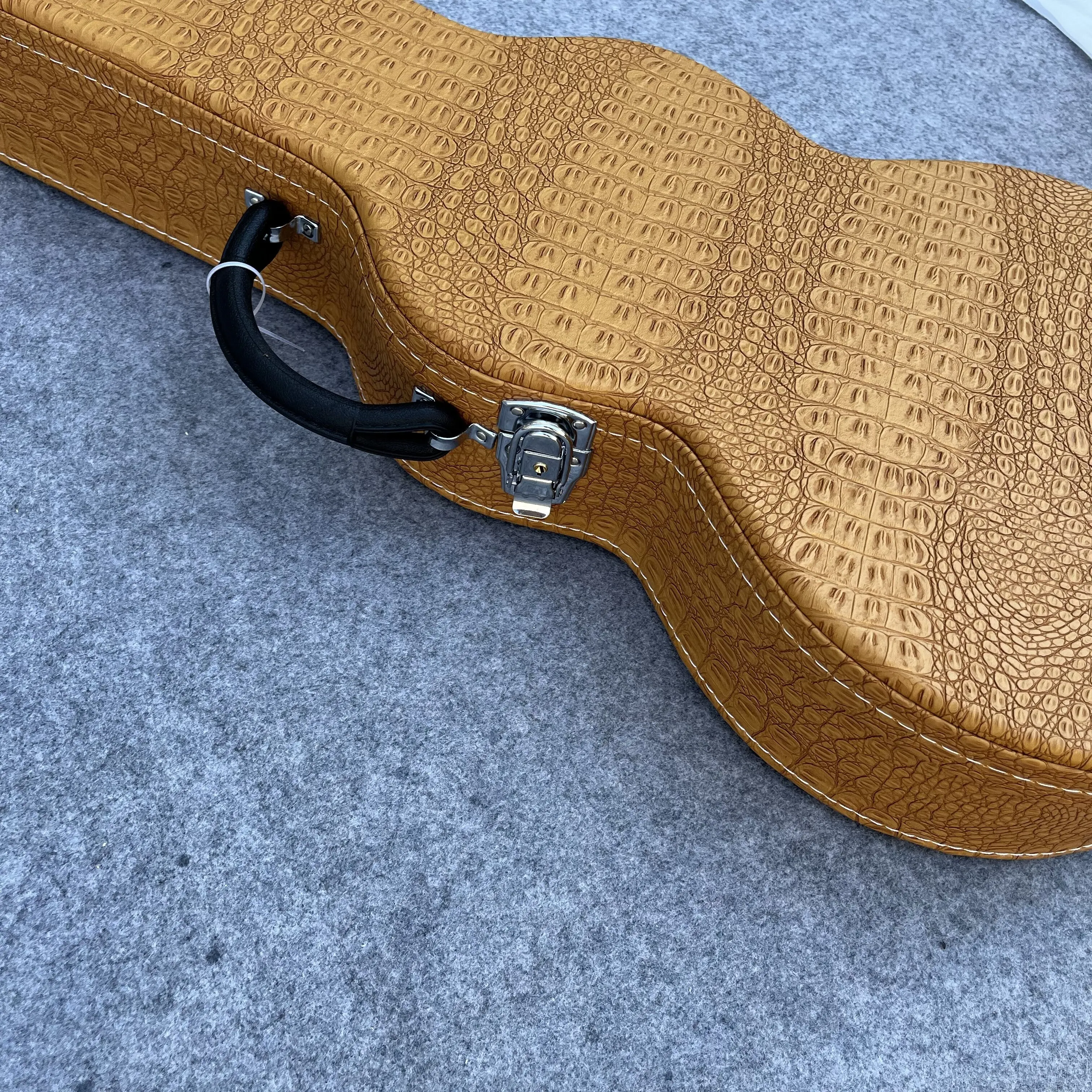 حافظة جيتار كهربائي بنمط التمساح البني مع ألوان متعددة متاحة لاختيار حافظة جلدية للجيتار