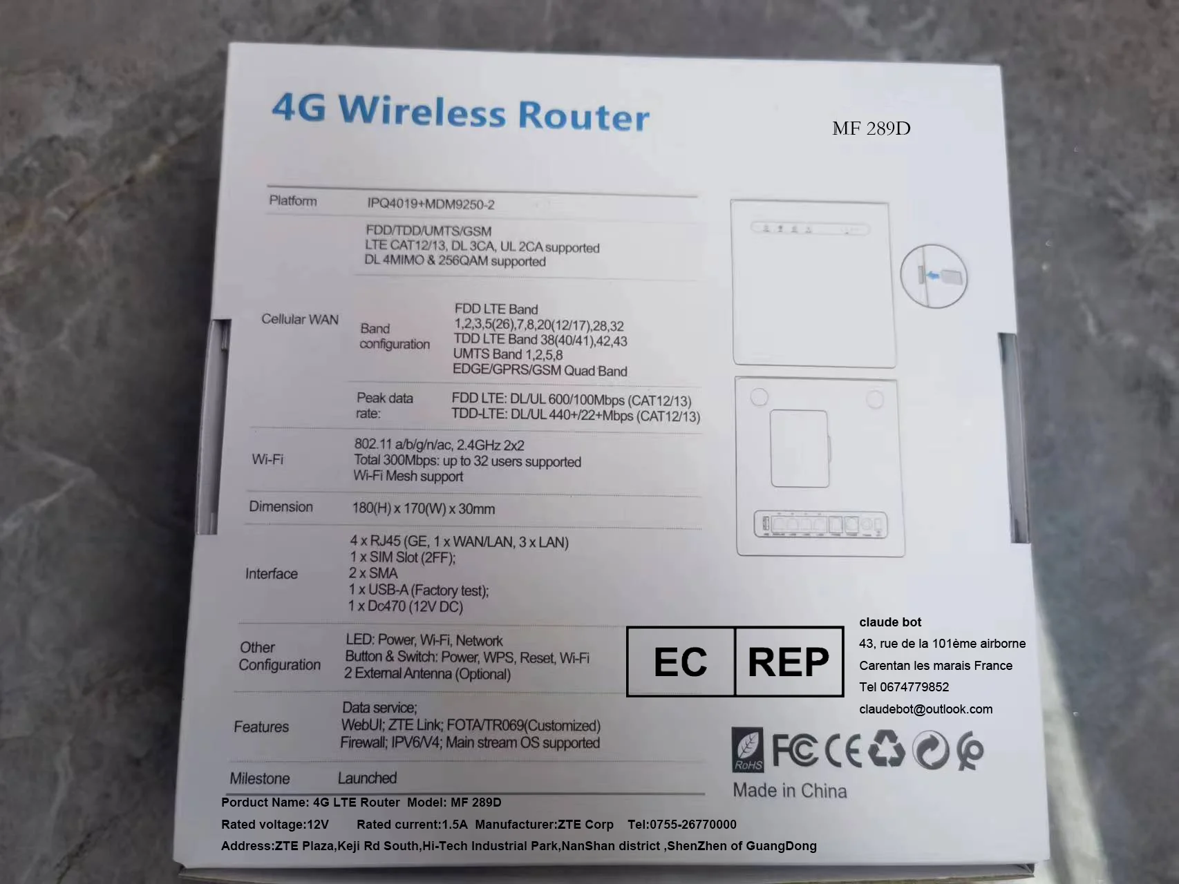 Imagem -06 - Roteador sem Fio de Banda Dupla Zte Mf289d com Cartão Sim 4g Lte Cat12 13 600mbps x Portas Gigabit Modem Doméstico Desbloqueado