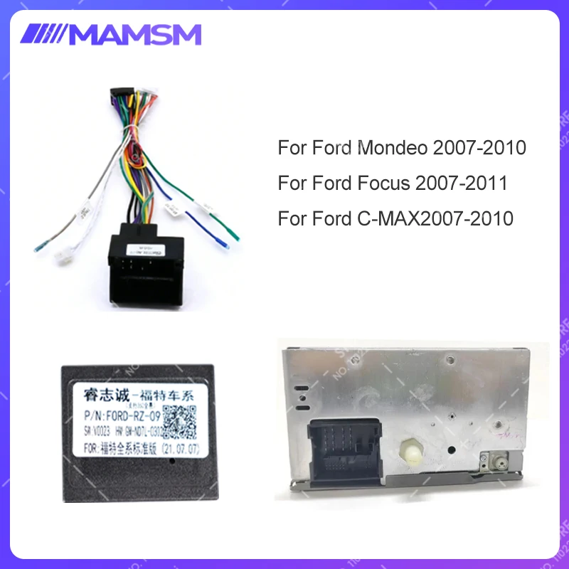 For Ford Focus MK 2 Mondeo KugaCar 16 Pin Stereo Wiring Harness CAN Bus Decoder Support Android Audio Radio Power Cable Adapter.