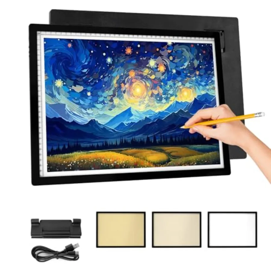 

Перезаряжаемая светодиодная световая панель A3 с 6 уровнями яркости и регулируемой подставкой для алмазной вышивки, трафаретной росписи, большая доска для рисования