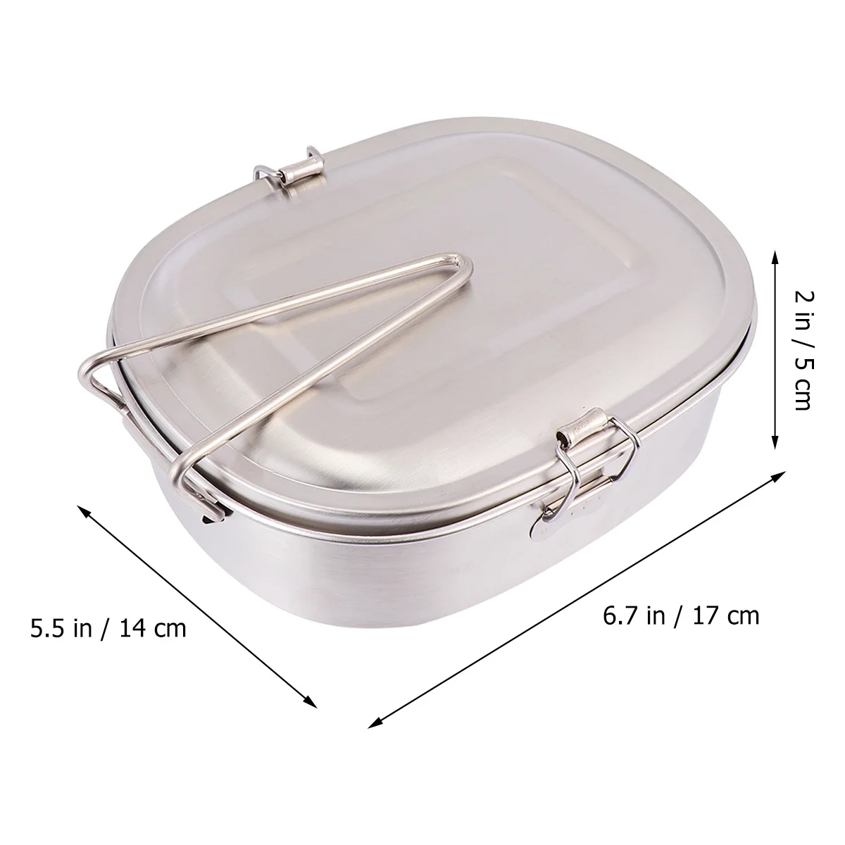 

Stainless Steel Lunch Box Large Size Leakproof Foldable Handle Portable For Camping Picnic Hiking Travel Outdoor Use Single