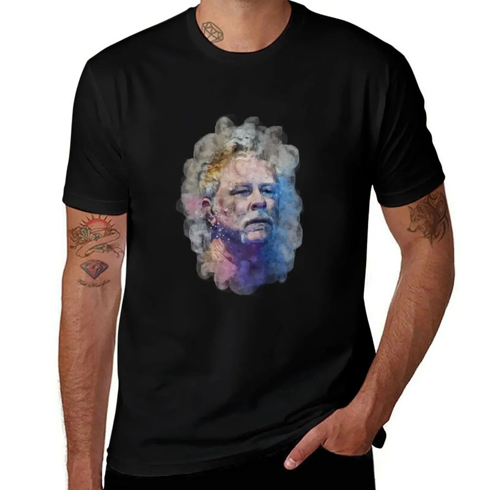 James Hetfield Watercolor T-Shirt customs design your own oversized man t shirt graphics T-shirts for men cotton