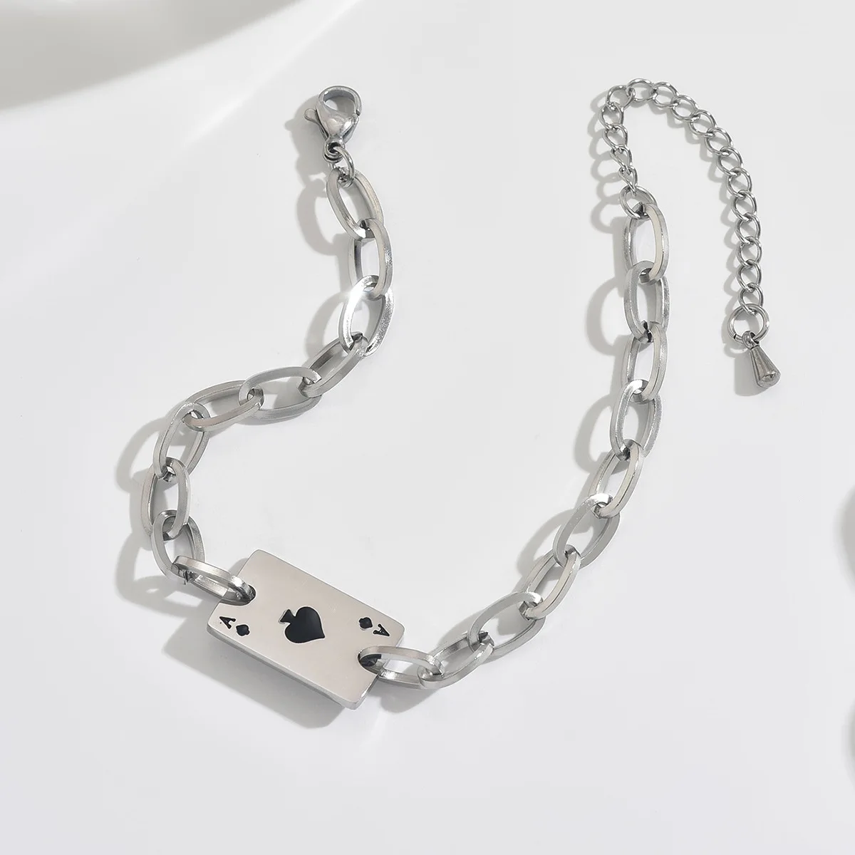 Spade A Playing Card Bracelet, Fashion Trend Titanium Steel, Color Retention, Cool Styling, Unisex Jewelry, Light Luxury Trend A
