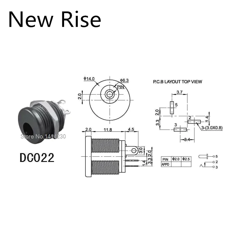 50PCS DC-022 5.5x2.1mm 5.5*2.1mm DC Power Jack DC Connector Panel Mounting DC022 5.5-2.1