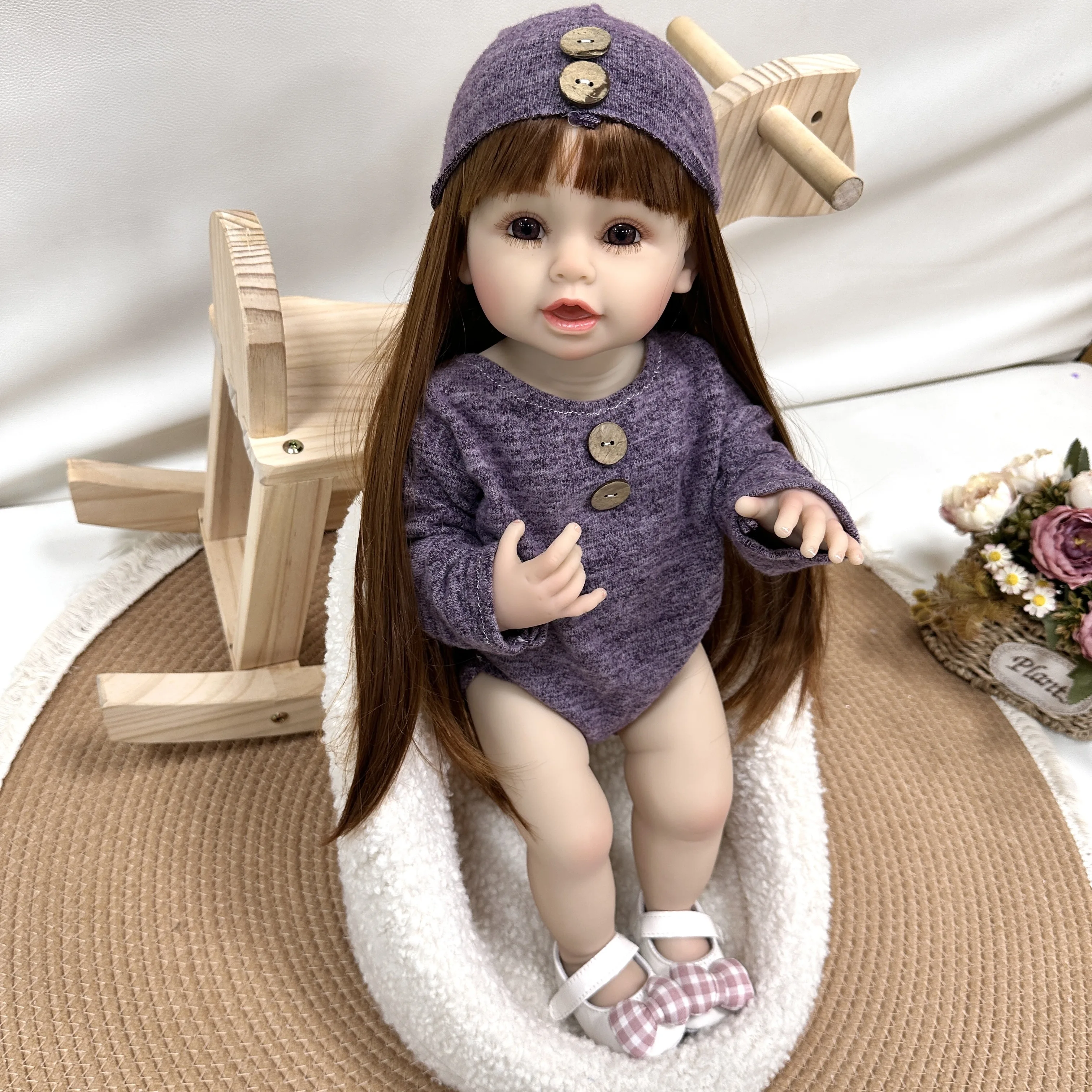 

Cokela Fashion Boutique кукла реборн 55 см/22 дюйма имитация куклы силиконовая кукла реборн с длинными волосами силиконовая кукла реборн ребенок