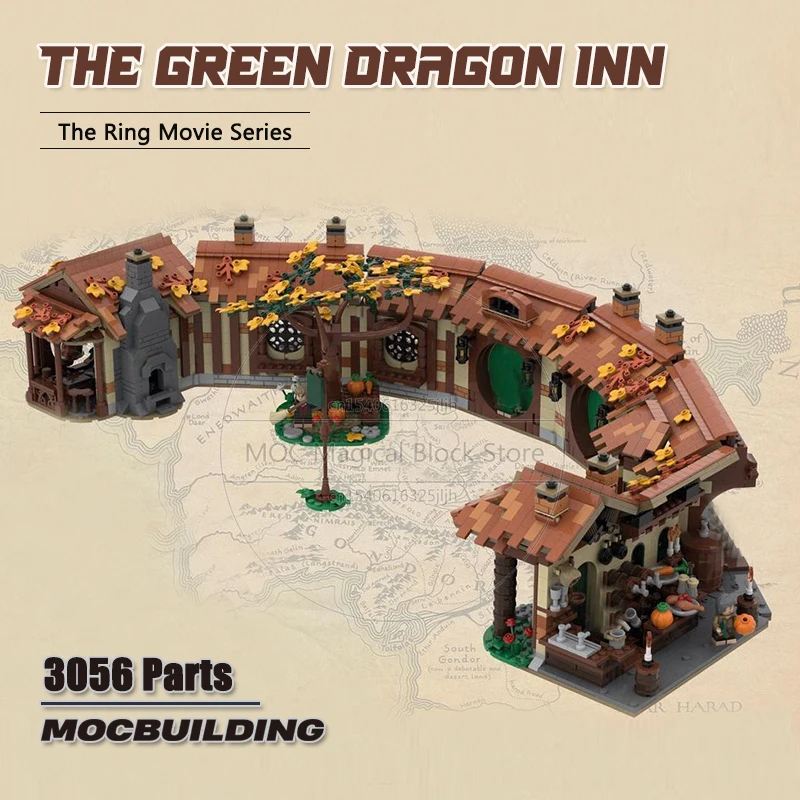 The Green Dragon Inn MOC Building Blocks UCS Rings Movie Scene Technology Bricks DIY Assembly Collection Toys Display Xmas Gifts