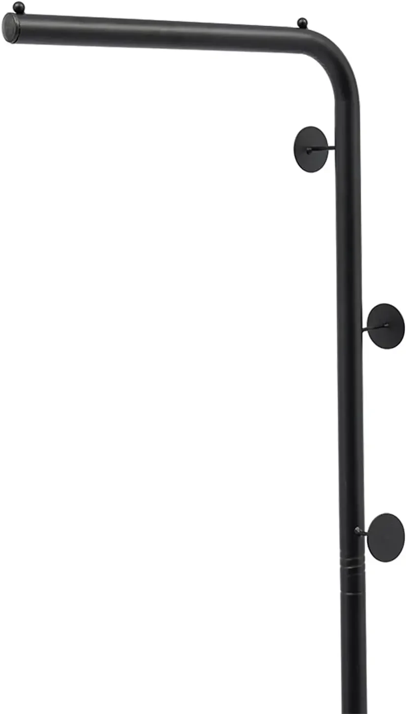 L-Shape Clothes Rack, Metal Clothes Rail with 3 Round Head Hooks, Slate Base, Height 170 cm, for Hallways, Load Capacity 35 kg