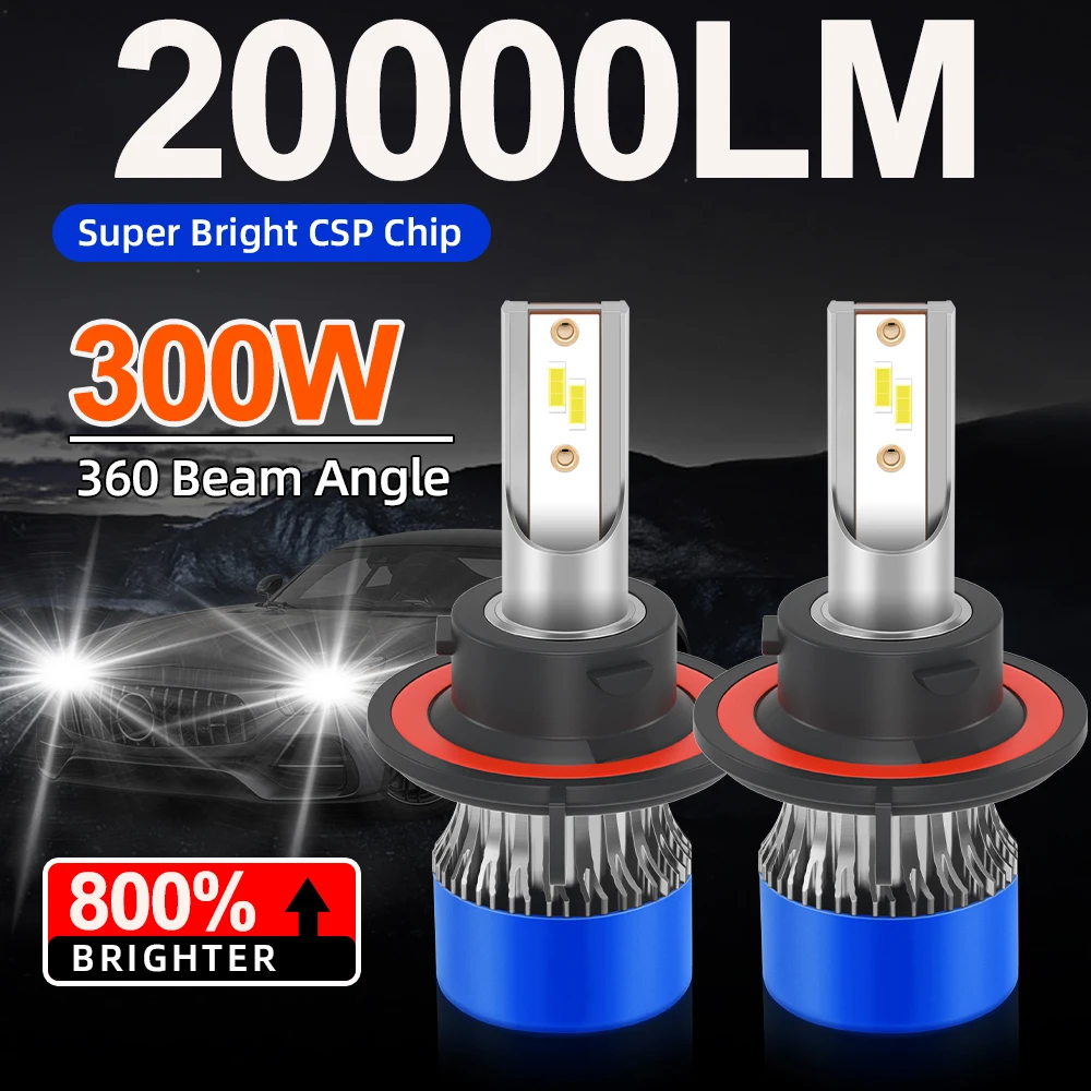 2PCS H13 9008 LED Headlights Bulbs High Low Beam 6000K Super Bright White Euipped With Internal Drive Auto Light Bulbs