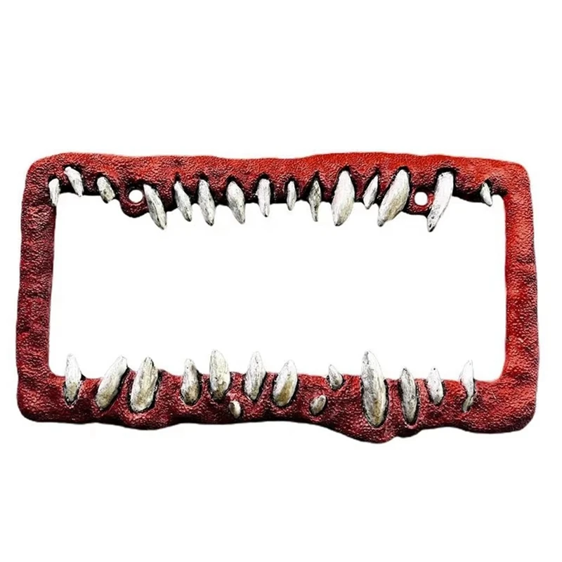 Car License Plate Frame Horror Teeth License Plate Bracket Car Supplies Front&Rear License Plate Exterior Accessories