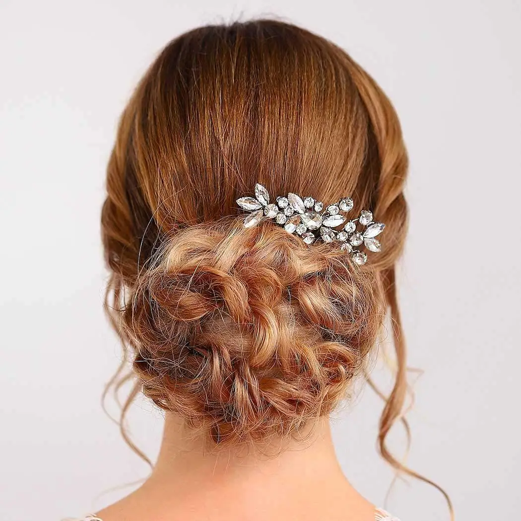 Wedding Hair Combs Glitter Rhinestone Hairpins Side Clips Simple Crystal Headpiece Bride Women Party Hair Jewelry Accessories