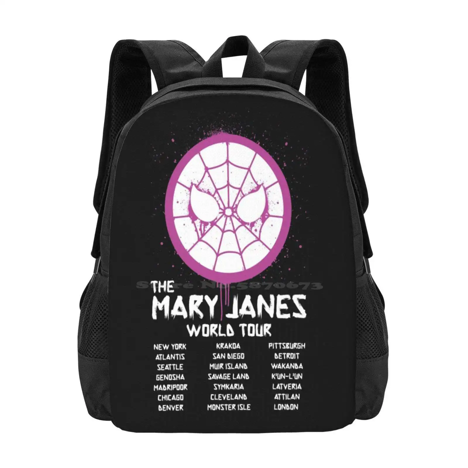 Mary Jane`s World Tour Bag Backpack For Men Women Girls Teenage Spidergwen Spider Gwen Gwen Stacy Spiderwoman Spider Woman