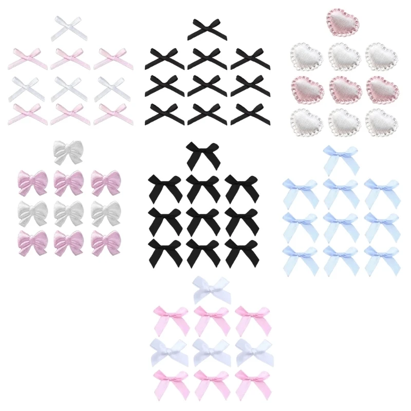 

Pack of 10 Bowknot Heart Soft Cloth Material Decoration for Crafters