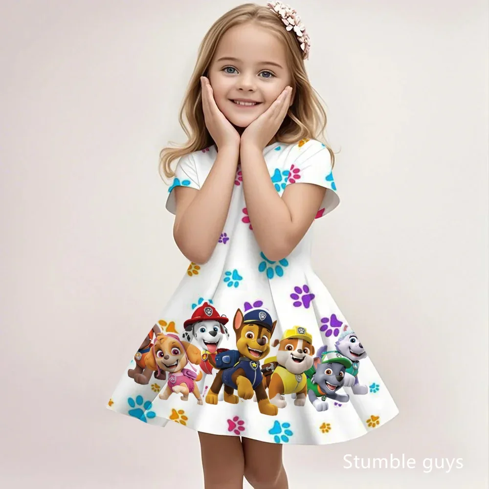 

Girls Paw Patrol Summer Beach Sundress Cute Cartoon Print Casual Loose Dress Soft Breathable Lightweight Dress