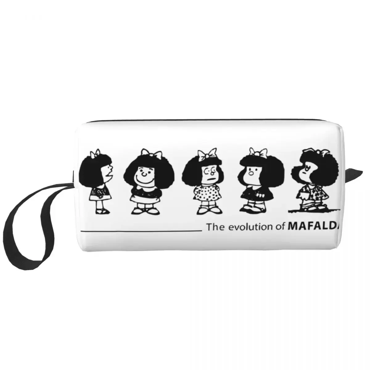 The Evolution Of Mafalda Comic Cartoon Argentine Quino Makeup Bag Travel Cosmetic Bag Men Women Toiletry Bags Storage Pouch Bag