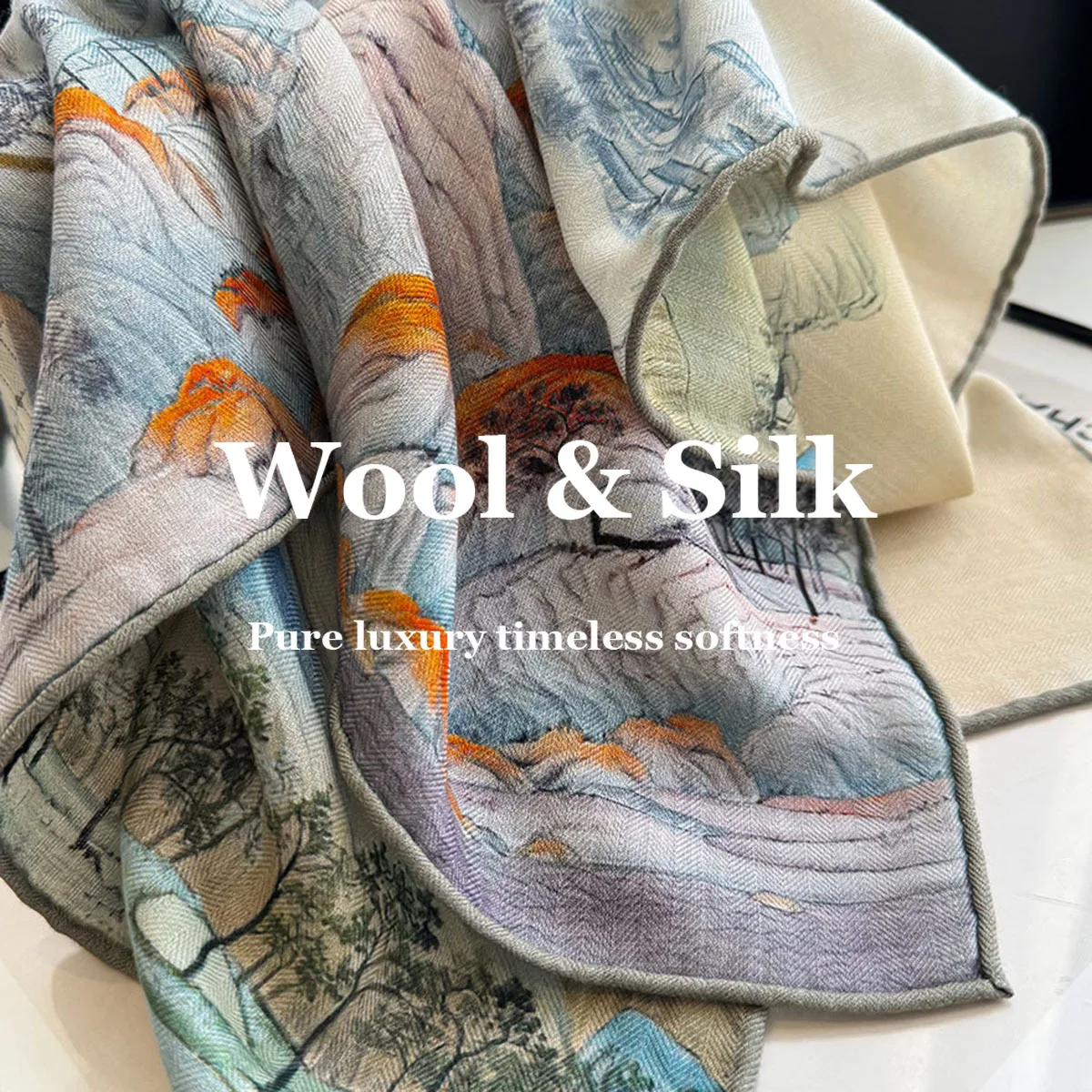 

Новый женский люксовый шарф из 82% шерсти и 18% натурального шелка, квадратный, многофункциональный: платок, шаль, бандана, повязка для волос, пончо