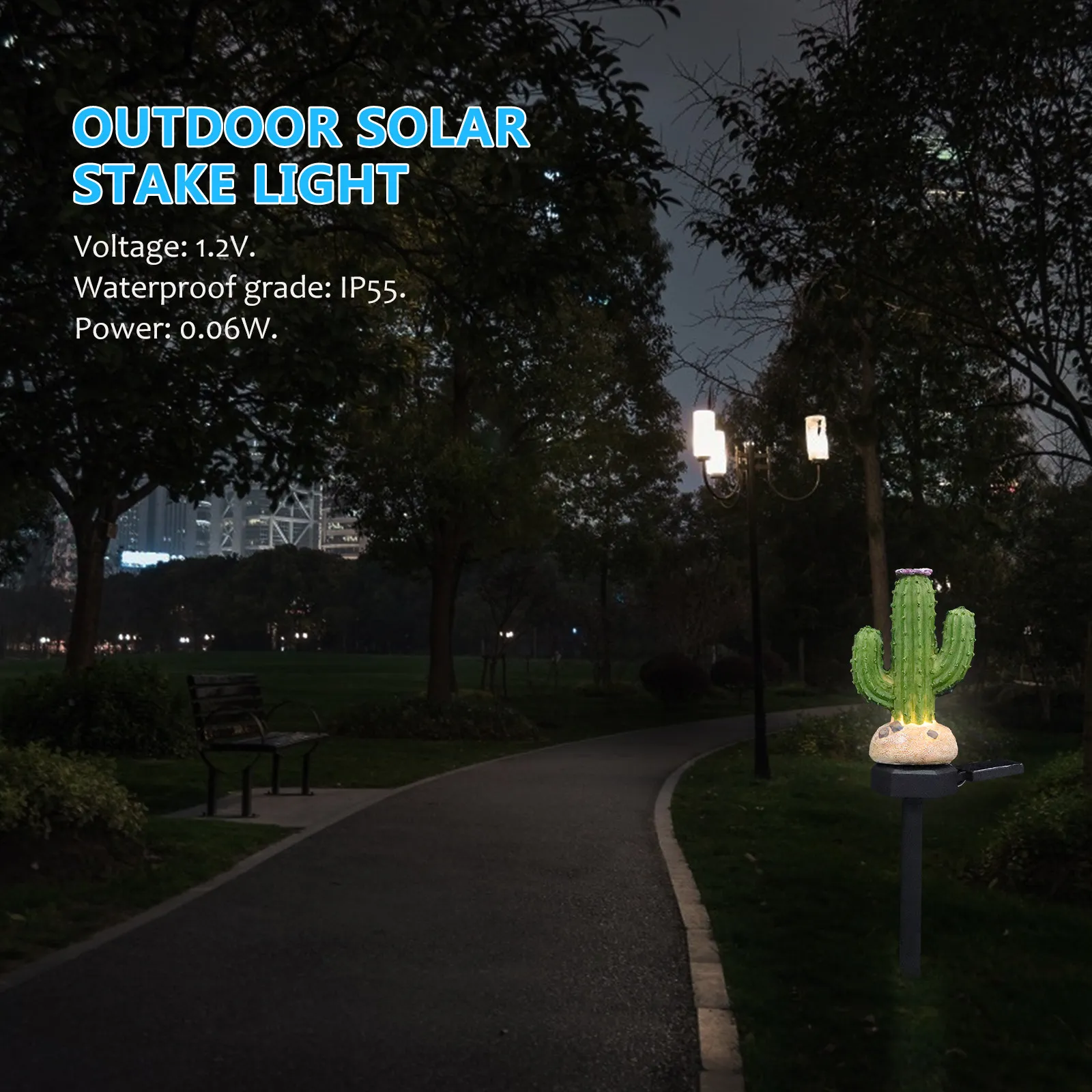 

Солнечный светильник-колышек в форме кактуса для улицы, декоративный, водонепроницаемый, прочный, для сада, газона, патио, ландшафта