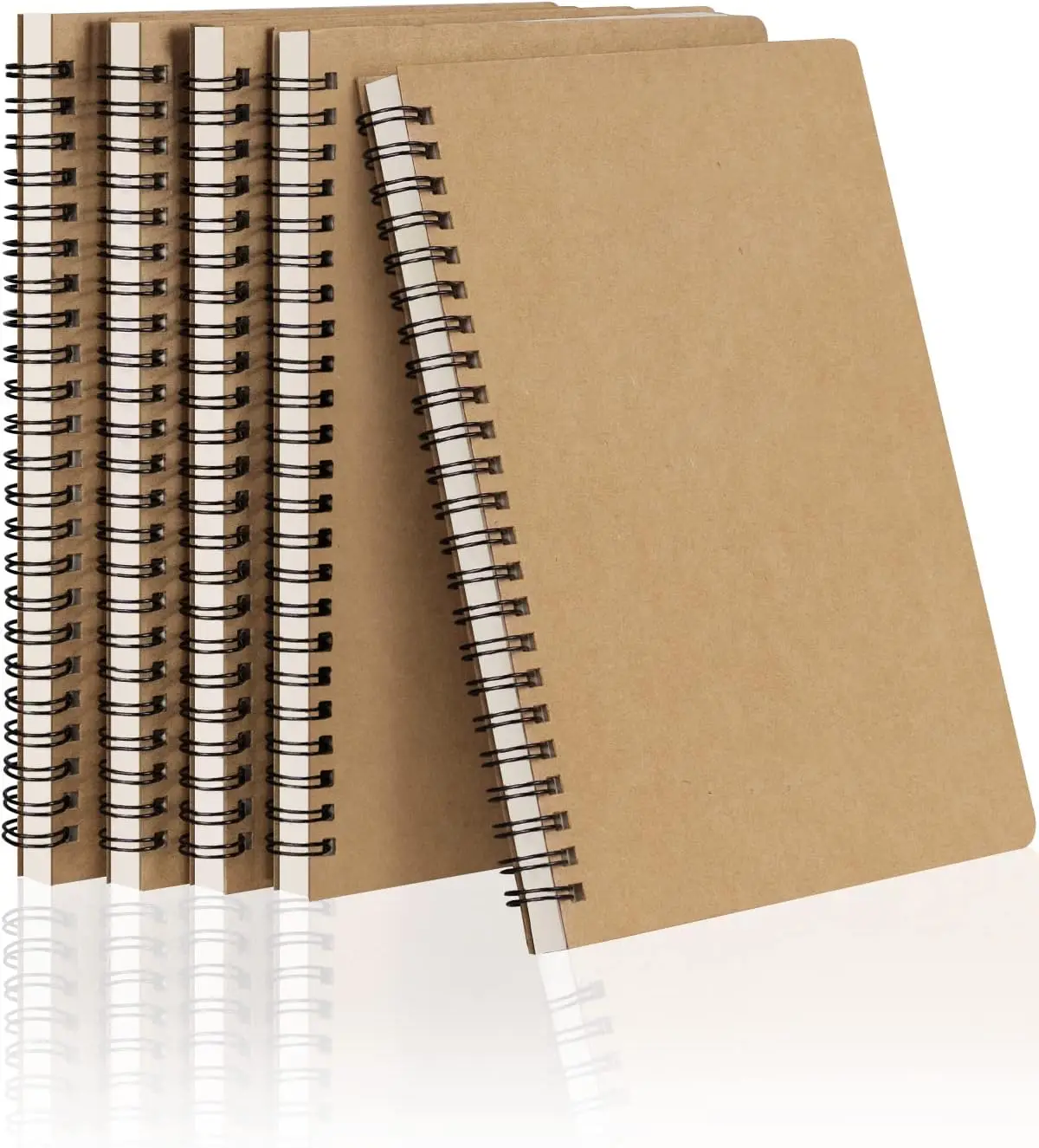 Cuadernos Espiralados A5, Paquete de 5 Cuadernos con Papel Grueso para Trabajo, Estudio, Notas, Regalos - 120 Páginas, Color Marrón Kraft