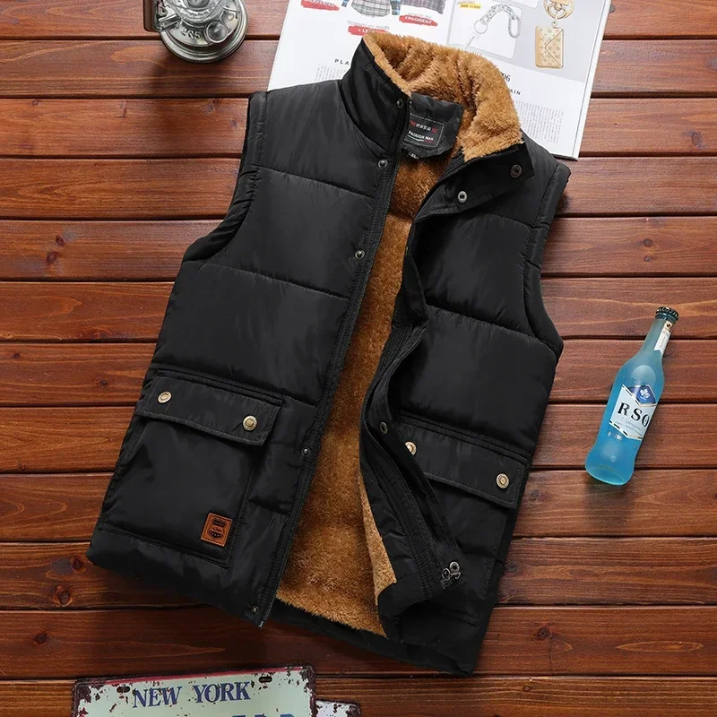 

Plus Size Male Warm Waistcoat Fleece Vest Men Brand Clothing Winter Vest Jackets Plus Size Mens Soft Sleeveless Coat Clothes