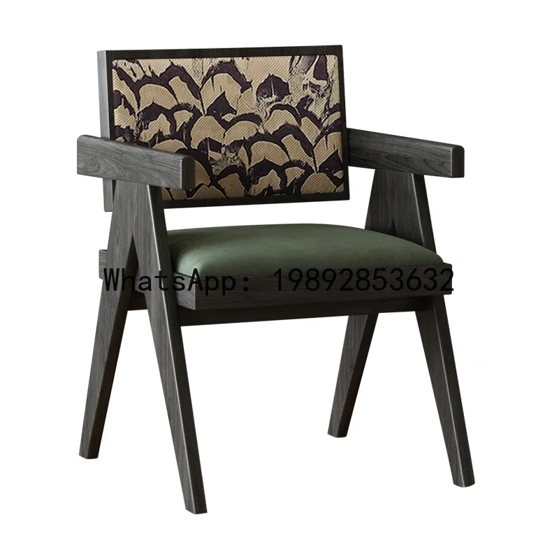 

PYJ retro style dining chair home restaurant Internet celebrity ash wood medieval Chandigarh chair