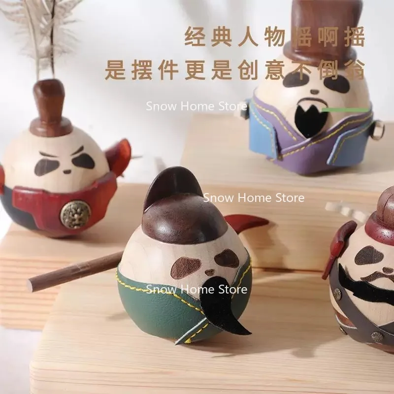 Original Solid Wood Carving Three Kingdoms Character Tumbler Creative Gifts Home Decoration Desktop Ornaments