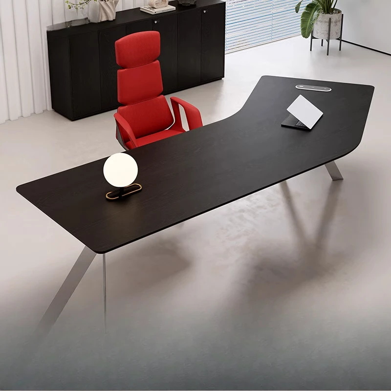 

Simple Modern Stainless Steel Corner President's Desk Office Leader Single Office Desk and Chair Combination