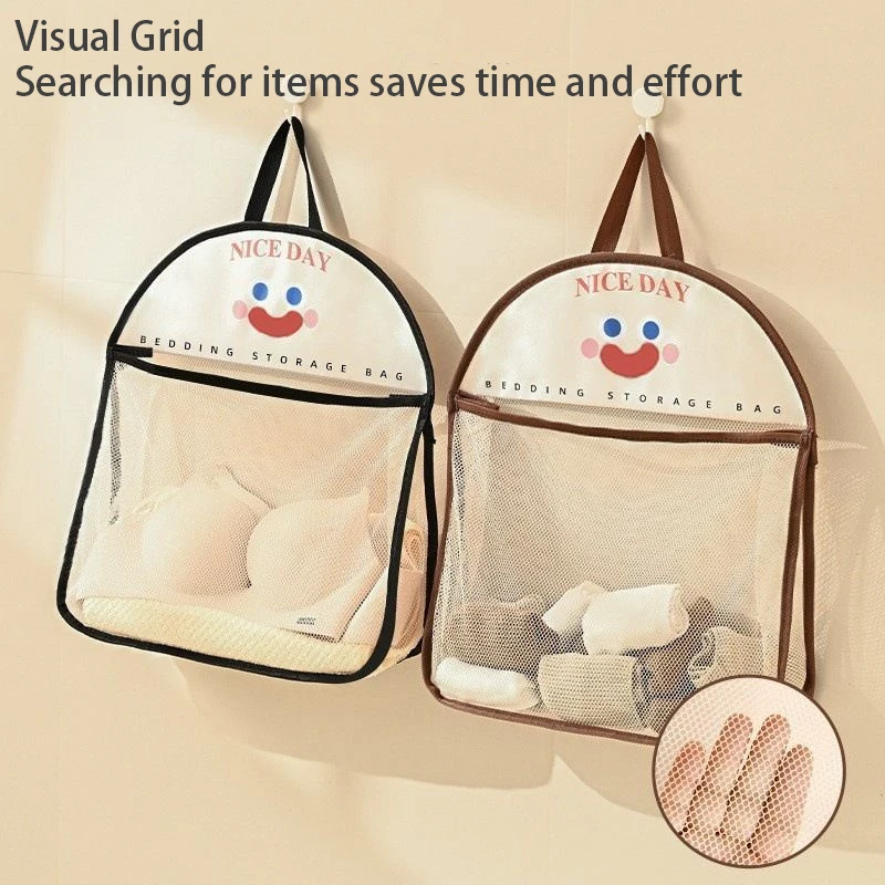 حقيبة معلقة لتخزين الجورب المنزلية، حقيبة تخزين وتنظيم الملابس مناسبة تمامًا لخزانة الملابس، حقيبة شبكية مثبتة على الحائط لخزانة الملابس #4