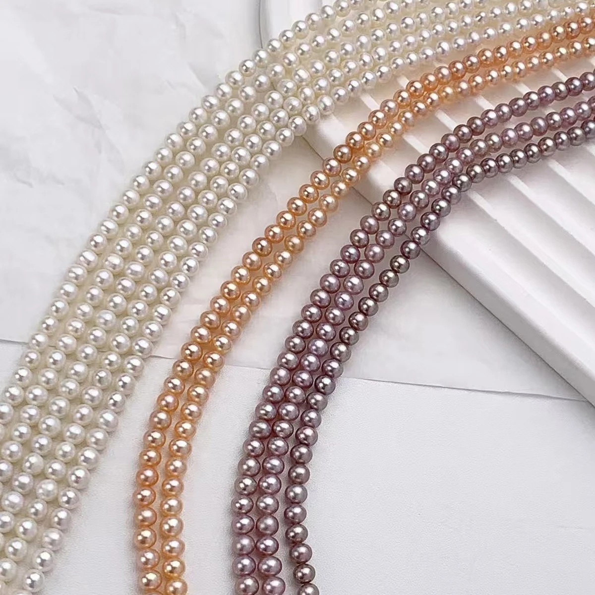 5-6mm Natural Freshwater Purple Pearl Near Round Dynamic Texture Flat Bead Women Jewelry Make DIY Necklace Bracelet Accessories
