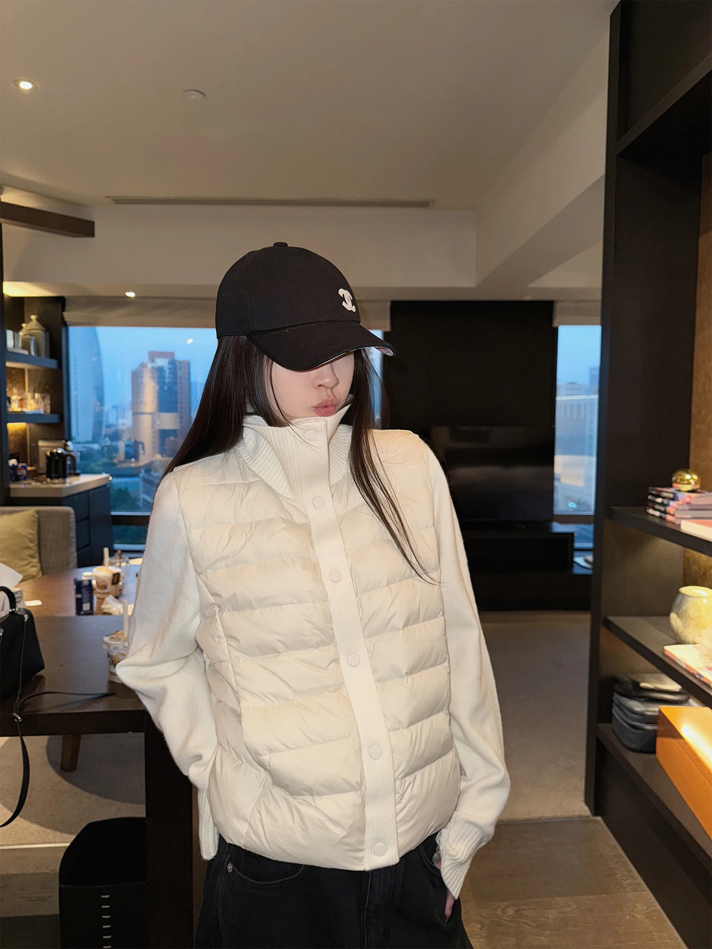 

Here Yaya op 03 Small Version Du down Sweater Patchwork Sve Rice Glutinous Ball Outerwear Casual Sle Thiened Lon...