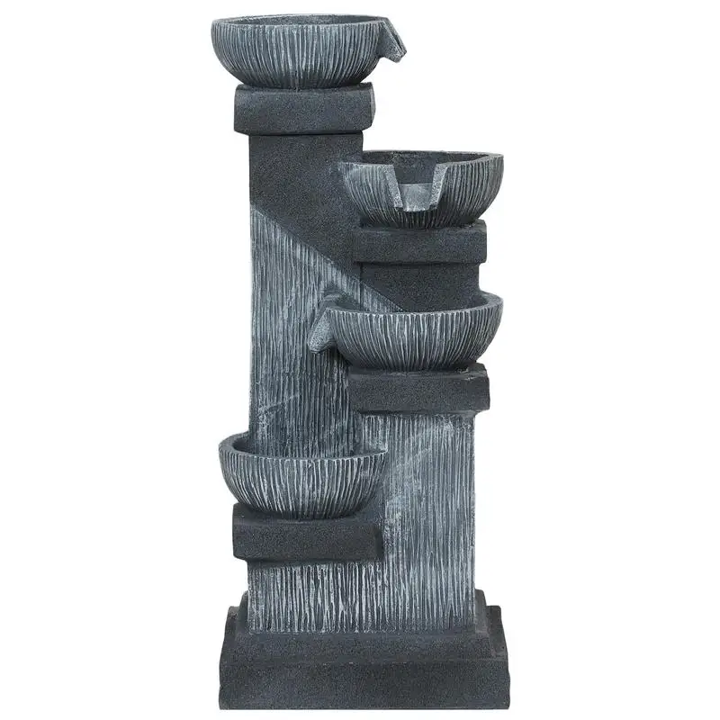 

33.5" Water Fountain, 4-Tier Resin Cascading Bowls Outdoor Waterfall Fountain with LED Lights, Pump