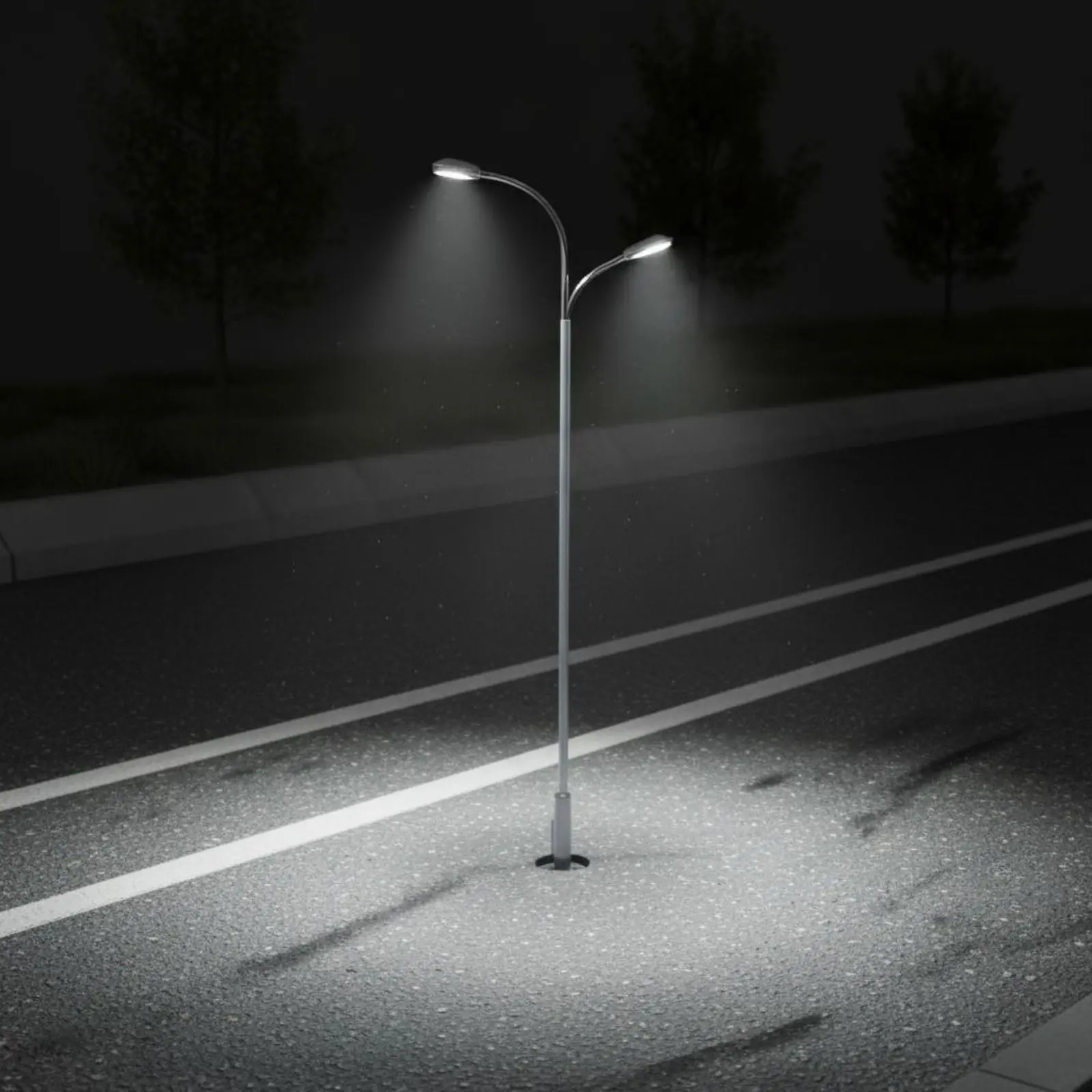 Double Head Model Street Lamp 12V Low Electrical Potential Miniature Illuminating Component Lamppost Scale Model Street Lamp