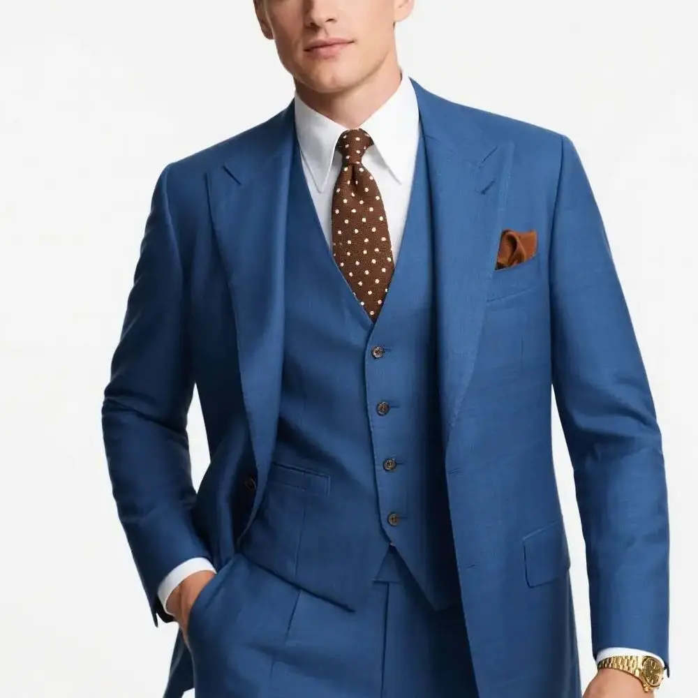 

3 Pieces Suit Formal Business Notch Lapel Slim Fit Tuxedos Best Man Blazer For Wedding(Blazer+Vest+Pants)