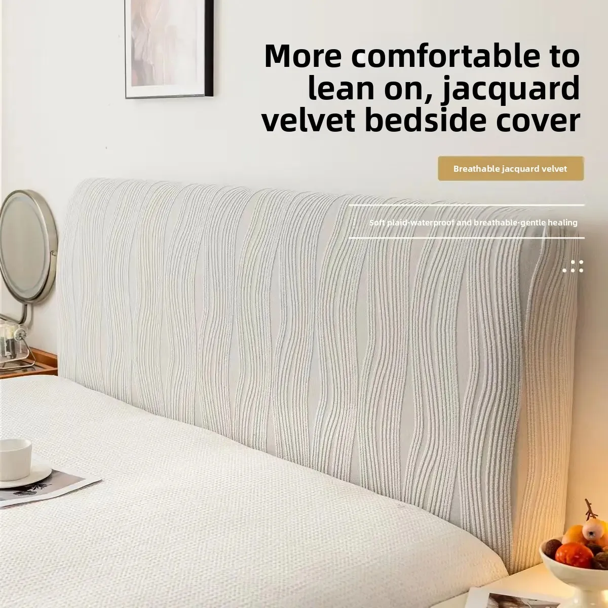 Universelle All-Inclusive-Kopfteilabdeckung, einfache Installation, schmutzabweisende, staubdichte Abdeckung, dekorativer Stoff für das Schlafzimmer, für alle Jahreszeiten