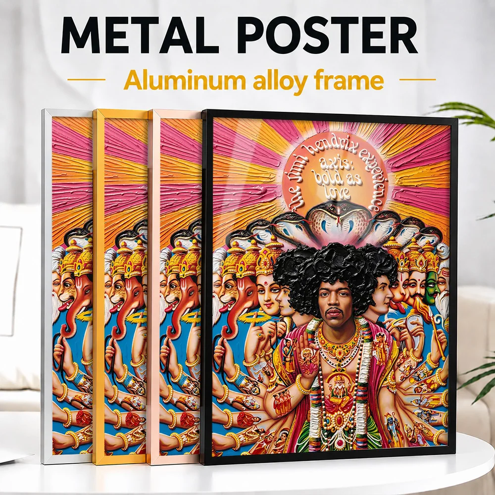 Jimi Hendrix Axis Bold As Love Album Cover Framed Metal Print Customized Rock Tribute Wall Art Designed For Room And Fan Gift