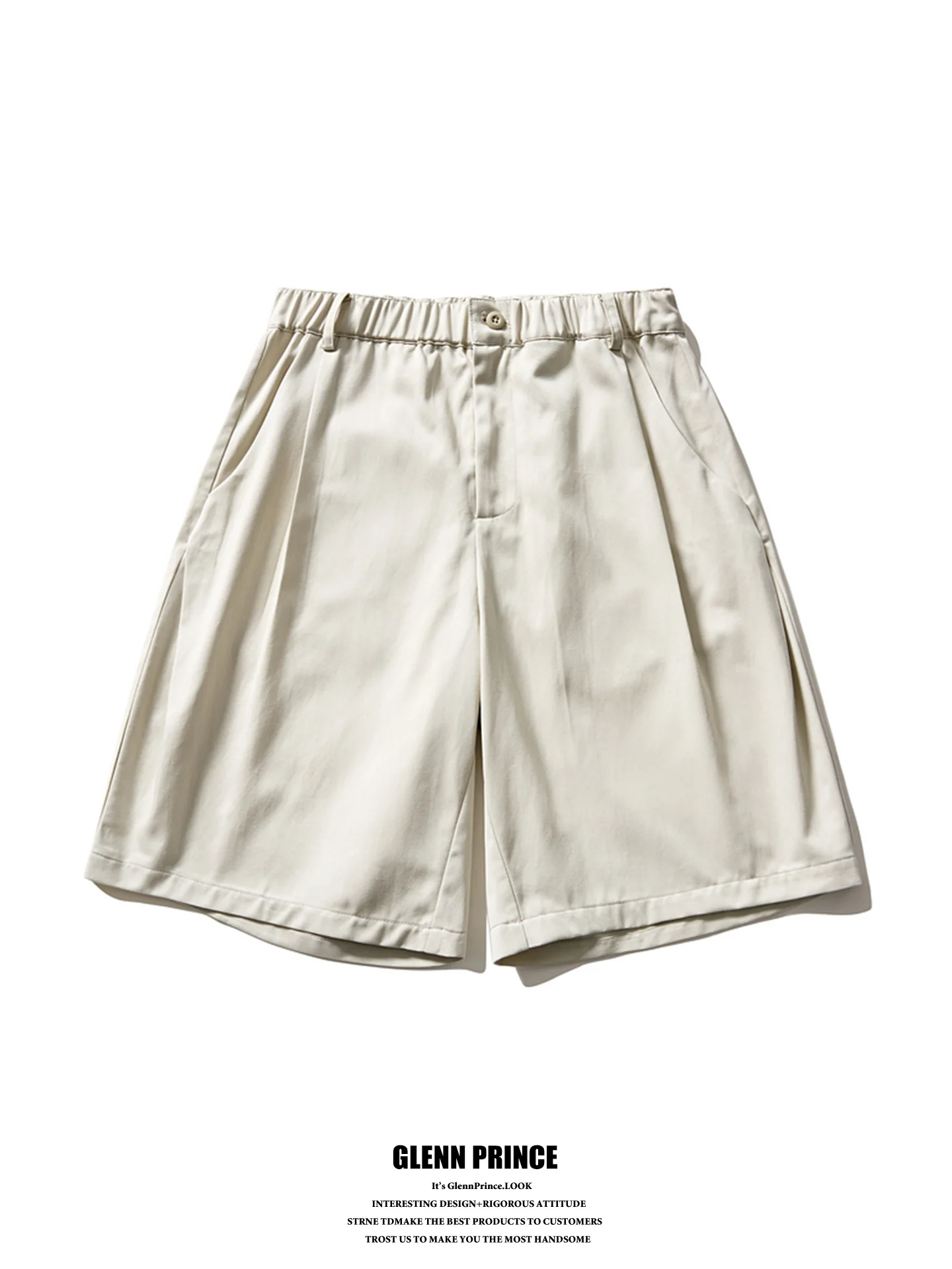 

Casual Vintage Elastic Waist Straight Leg Short Pants Men Summer Trend Cleanfit Wide Leg Five Parts Pants City Commute Daily
