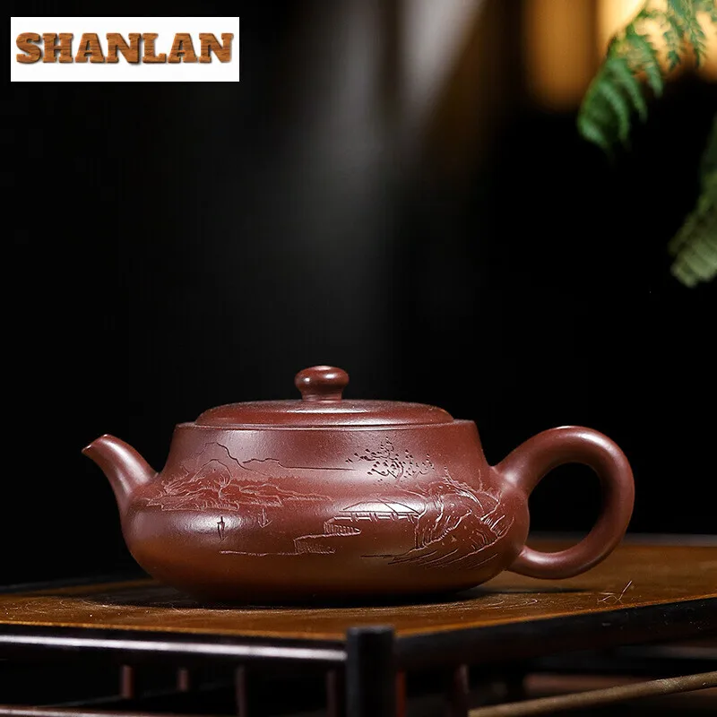 

200ML Elegant Yixing Purple Clay Teapots Handmade Pot Raw Ore Purple Mud Tea Making Kettle Chinese Zisha Tea Set Tableware Gift