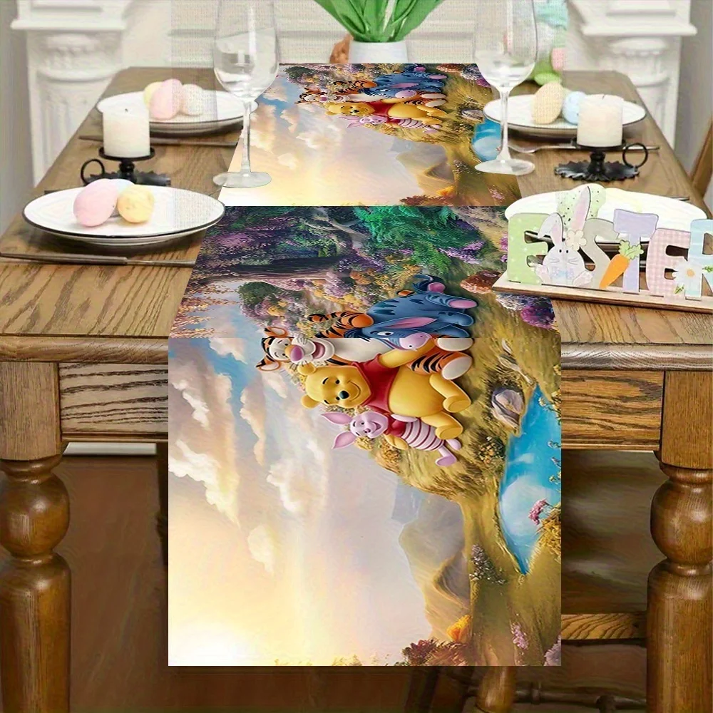 

Цельная скатерть с изысканным узором в виде фильма Винни-Пуха, моющаяся скатерть, подходит для семейных встреч, украшения дома, украшения для дня рождения