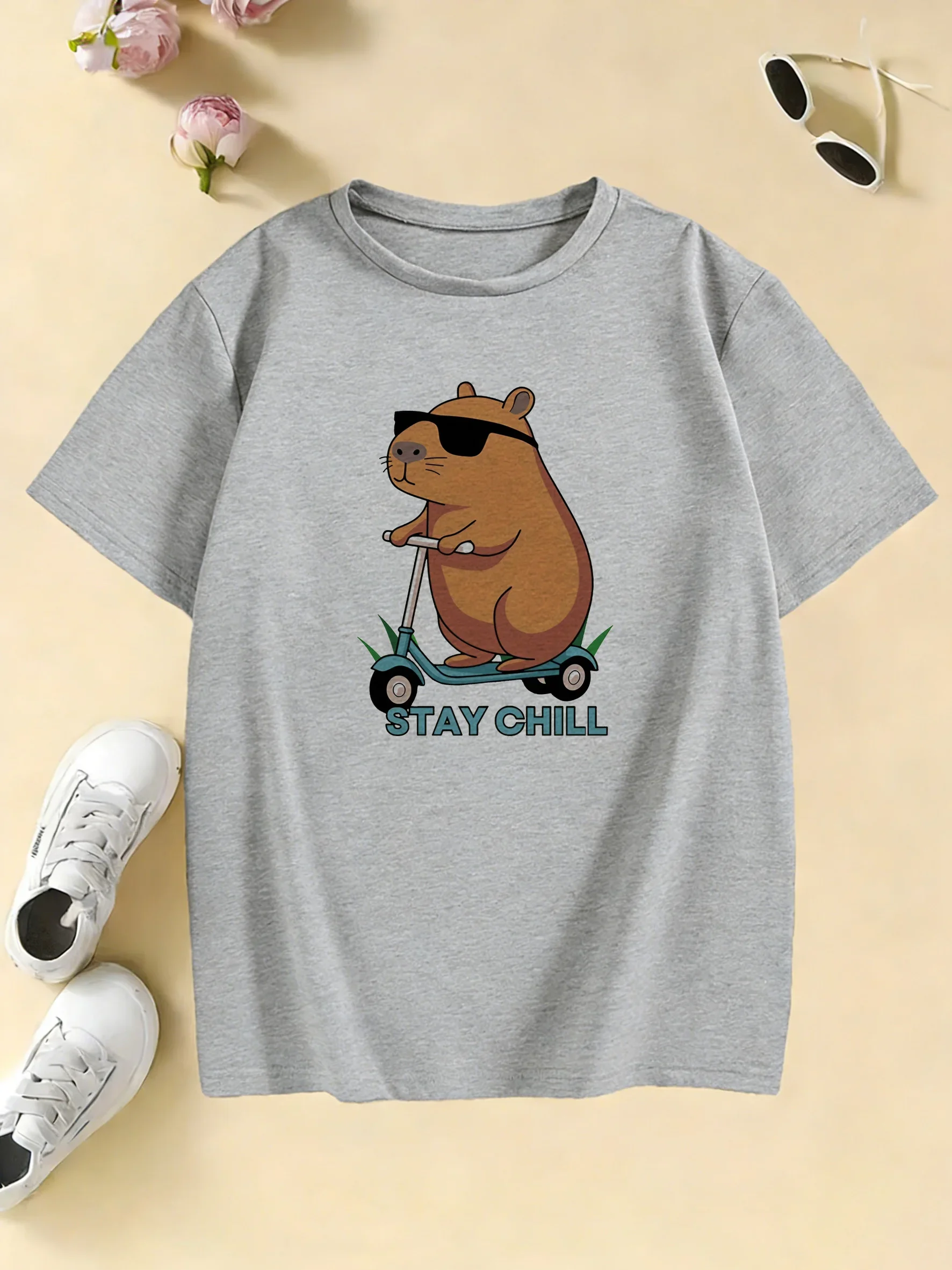 Funny Stylish Capybara Fashion Design T Shirts Manga Kids Children's T-shirt Boys Girls Summer Spring Casual Top Tee