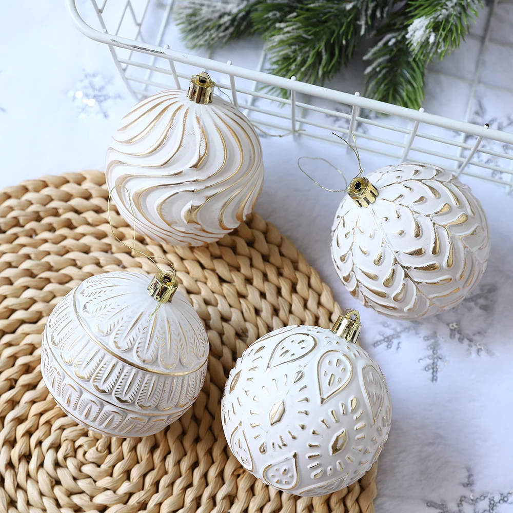 12 قطعة/المجموعة الذهب خمر كرات عيد الميلاد الحلي الذهب الأبيض شجرة عيد الميلاد معلقة المعلقات عيد الميلاد السنة الجديدة ديكور الحفلات نافيداد #6