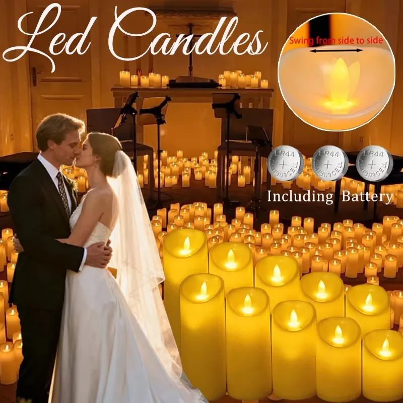 10-240pcs Battery Operated Flickering LED Pillar Candles with Remote and Timers Fake Flameless Candle for Wedding/Holiday Decor