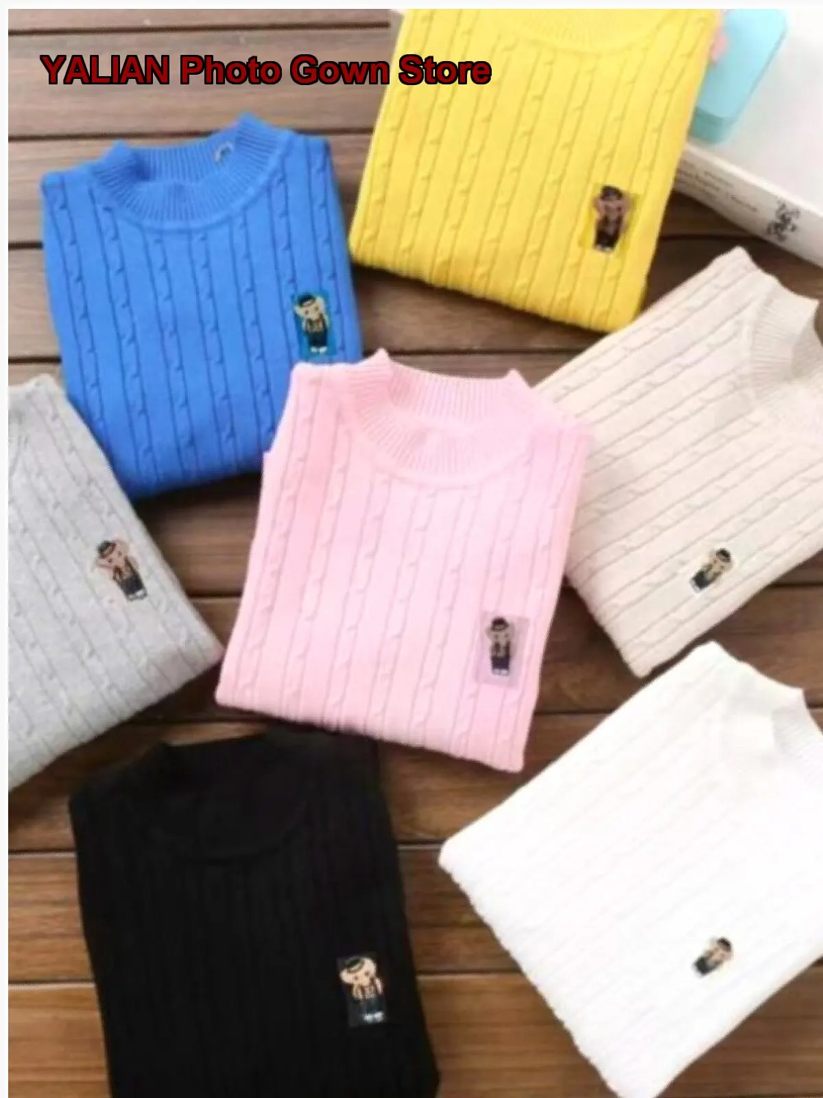 Kids Pullover Sweater Toddler Little Kids Pure Cotton Mock Neck Knit Top Solid Color Thickened Warm Base Layer Top High Neck