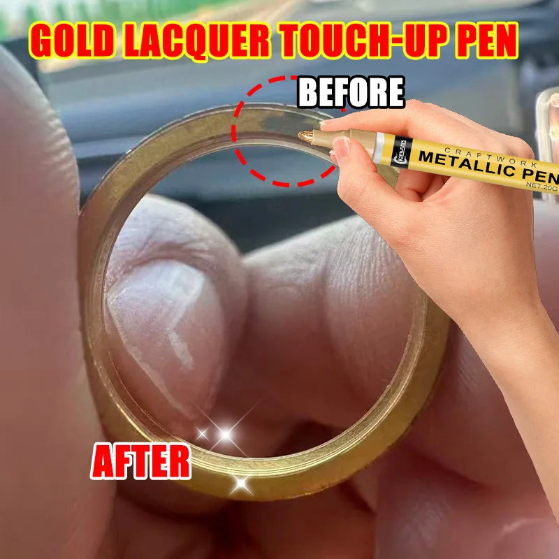Gold Metal Repair Pen Handbag Buckle Zipper Scratch Repair Touch Up Paint for Logo Lock and Strap Restoration
